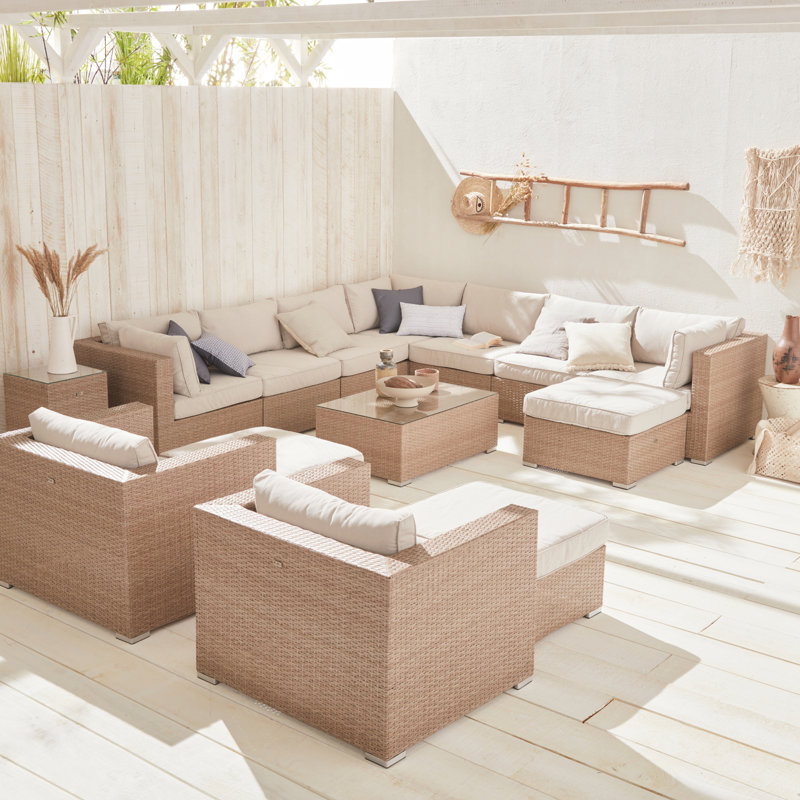 Jacob-James 14 Seater Rattan Garden Furniture Large Sofa Set Table - Ready Assembled