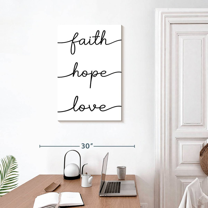 Signe mural Kema Faith Hope Love, H 30 po x l 20 po