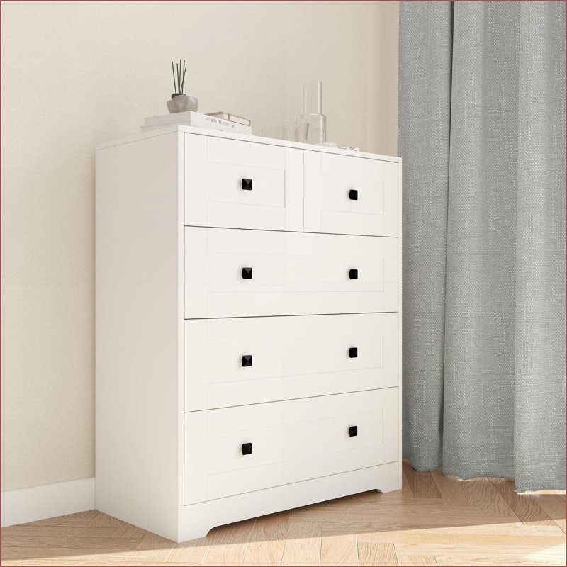 Commode 4 tiroirs blanc moderne | Blanc antique | Mélamine