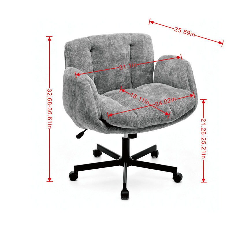 Fauteuil pivotant moderne en chenille à hauteur réglable, fauteuil rembourré avec accoudoirs multipositions, Rose