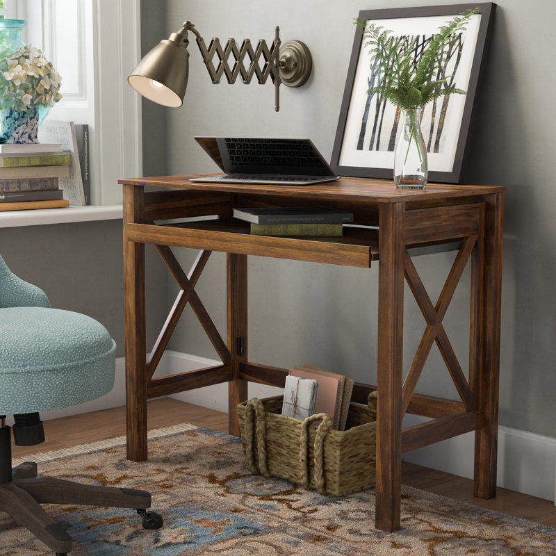 Bureau en bois massif Thelen, Brun chaud