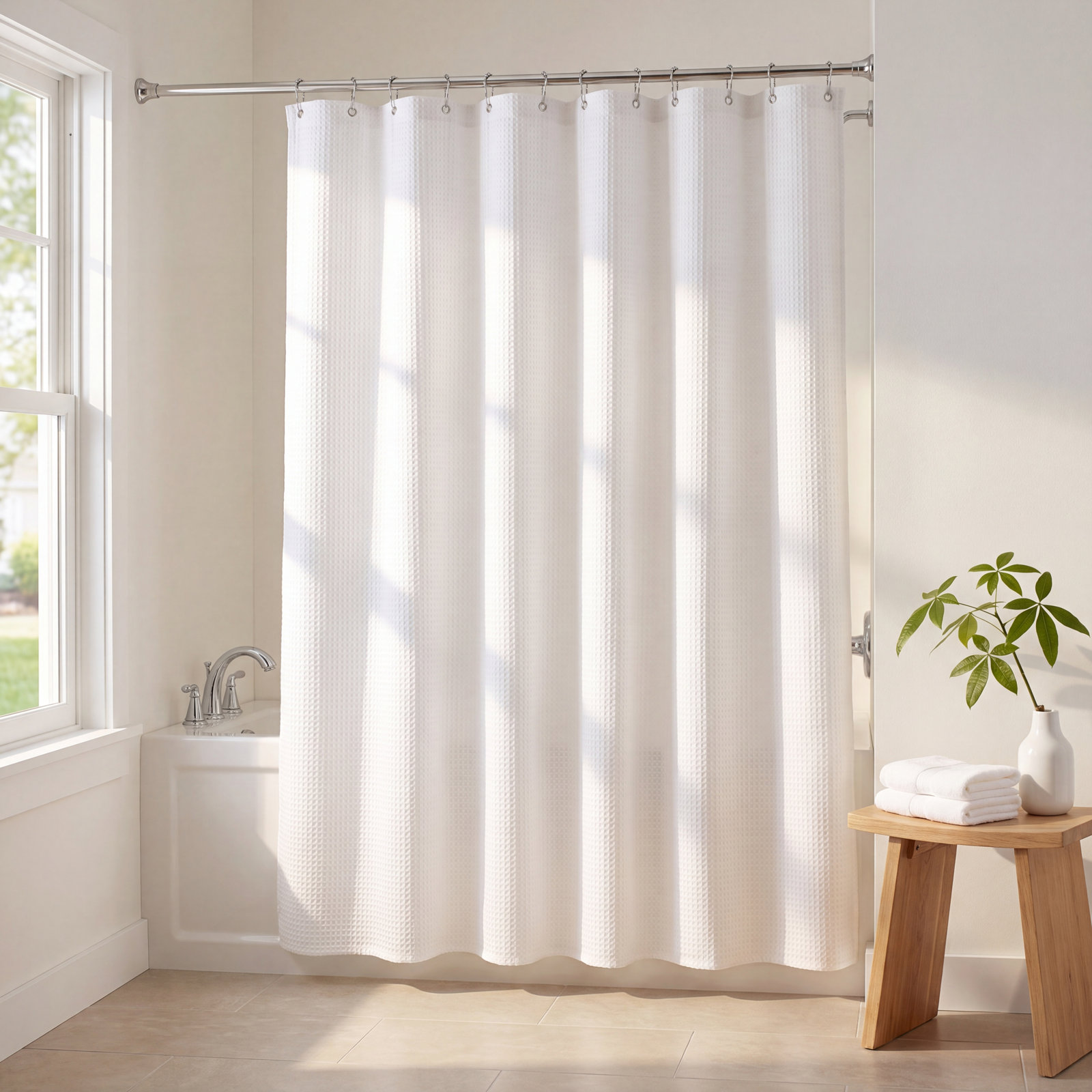 Brett Cotton Shower Curtain, White