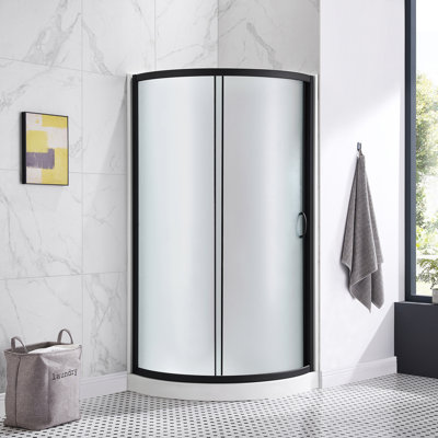 OVE Decors Breeze 33 in. Round Shower Kit w/ Frosted, Base, Wall