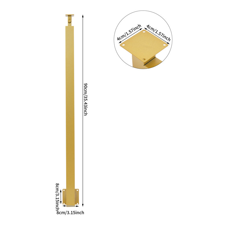 Poteaux d'escalier carrés (3,15 * 3,15 * 35,43 po), Doré