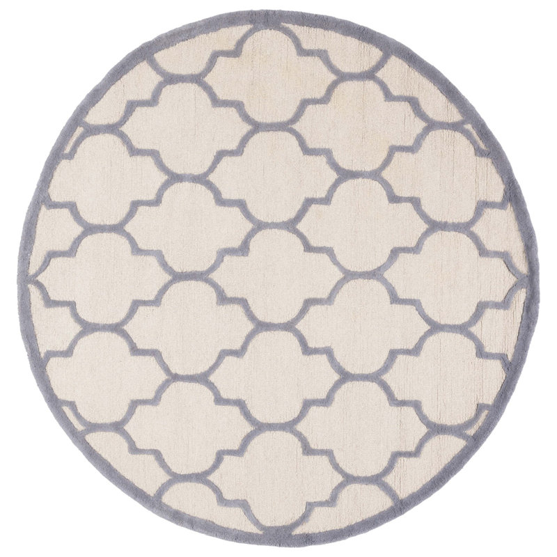 Cannen Hand Tufted Wool Geometric Rug, Round 6'