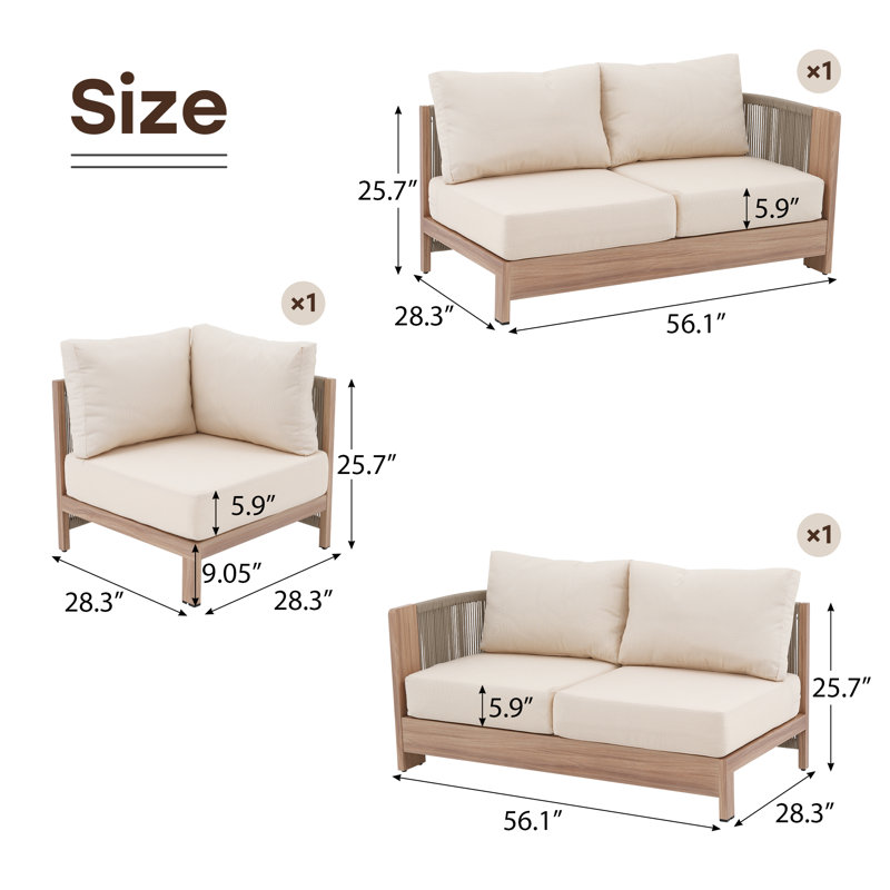 Ensemble de conversation modulaire en aluminium pour 5 personnes avec coussins Vowinckel