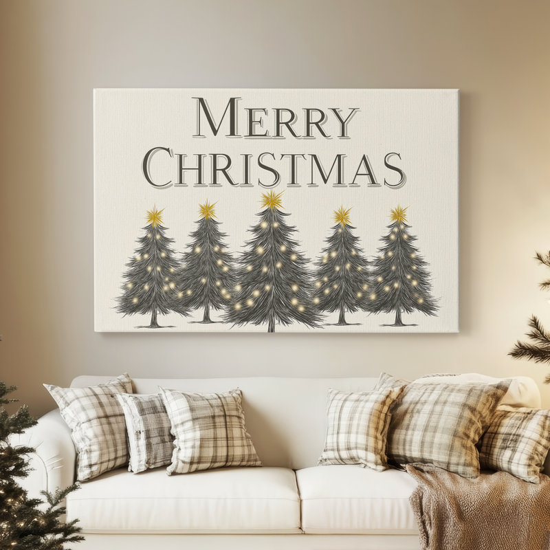 Frostlit Yule Serenade - Toile tendue avec châssis de qualité supérieure, H 18 po x l 27 po