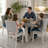5-Piece Wood Dining Table Set, Rectangular Dining Table and 4 High Back Upholstered Chair, Kitchen Table Set for Dining Room-1852714483
