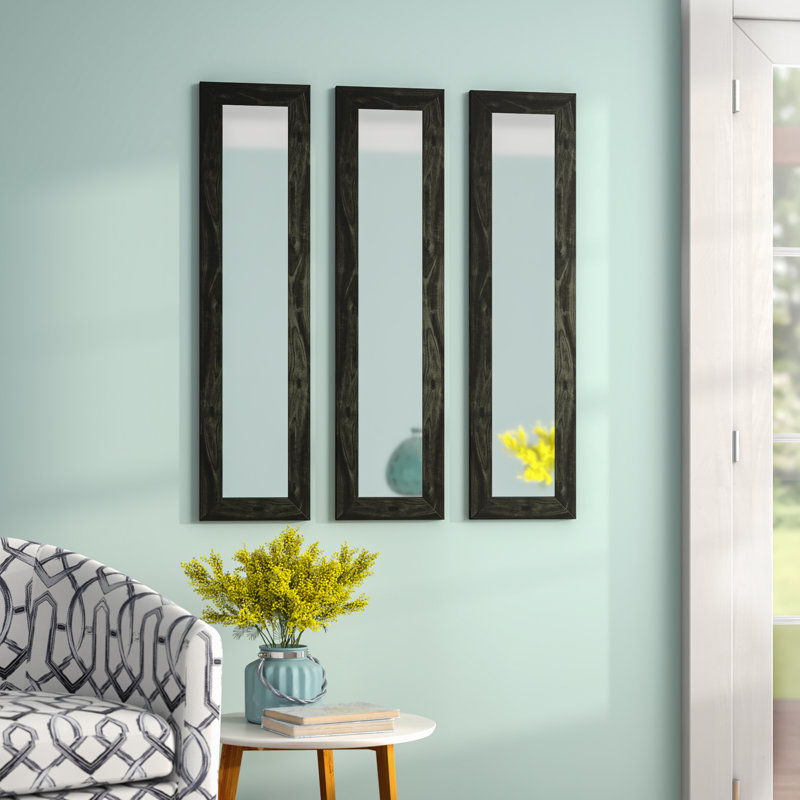 Ensemble de 3 miroirs modernes et contemporains fumée noire Trujillo, H 37,5 po x l 13,5 po