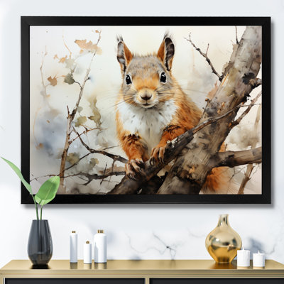 Brown Squirrel Curious Observer II - Animals Wall Art Living Room