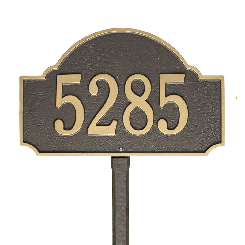 Fitzwilliams 1-Line Lawn Address Sign, Yes, Bronze/Gold