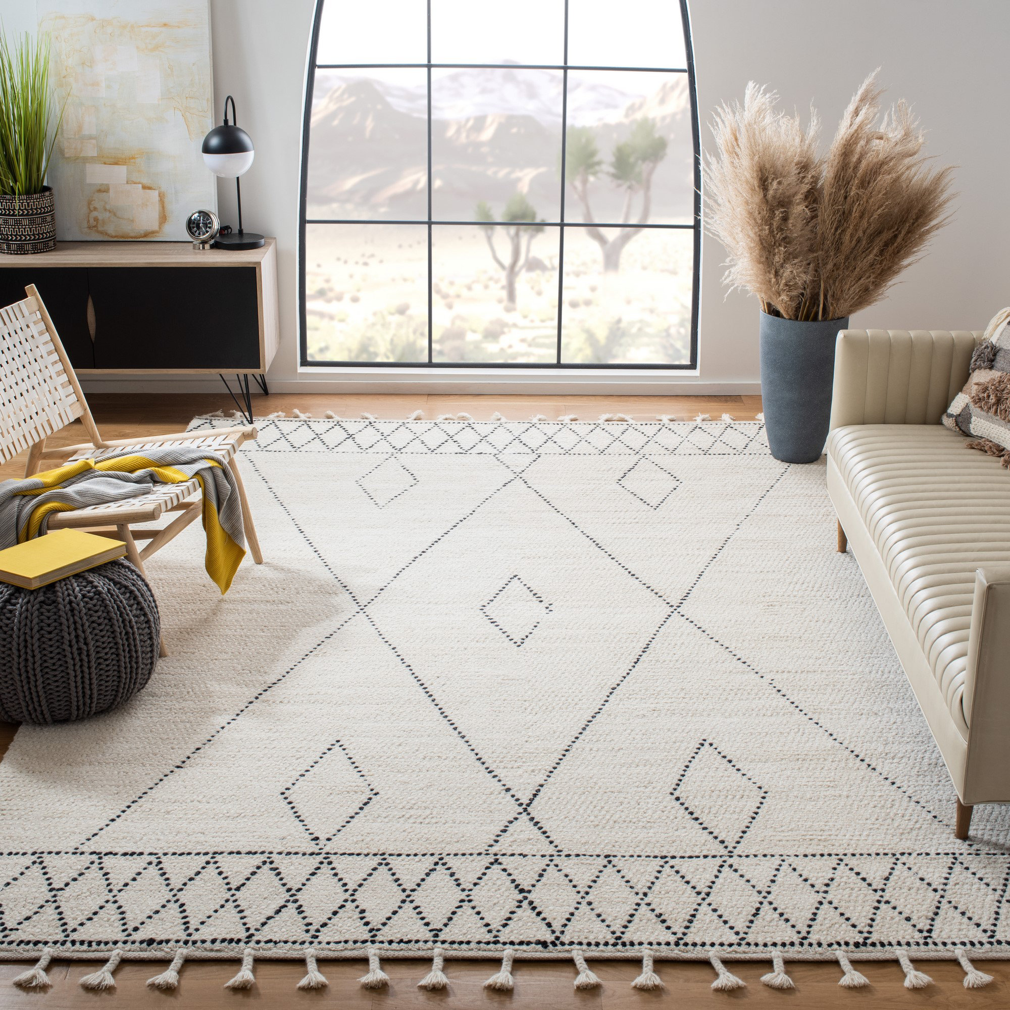 Union Rustic Seibert Southwestern Wool Ivory/Black Area Rug - Wayfair ...