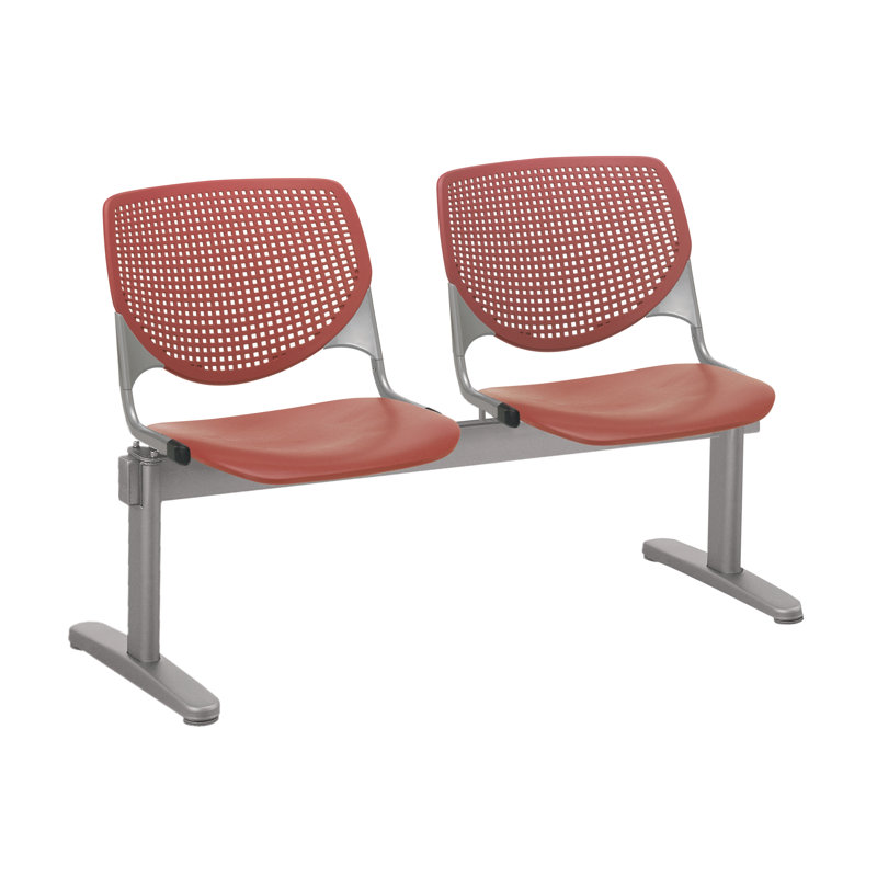 Siège tandem en plastique avec cadre en métal 47 po Kool, Corail, Blanc