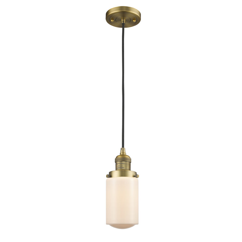 Luminaire suspendu 1 lumières scolaire single Saroyan, Transparent, Laiton brossé, Ampoule DEL 6 watts Vinage