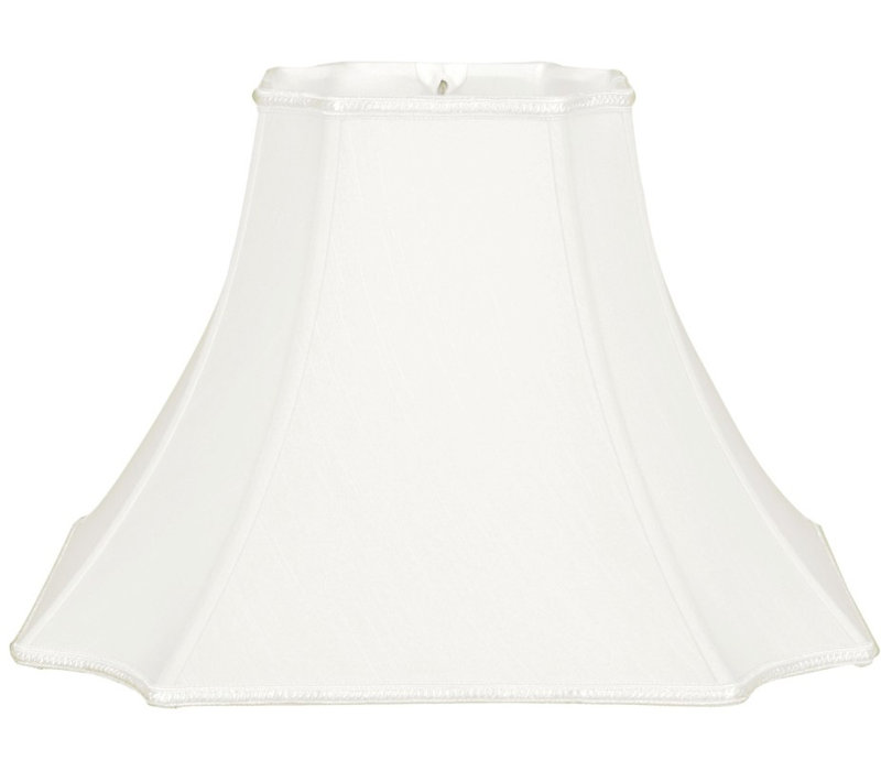 Abat-jour cloche en soie / shantung (araignée), Blanc, H 9,5 po x l 12 po x P 16 po