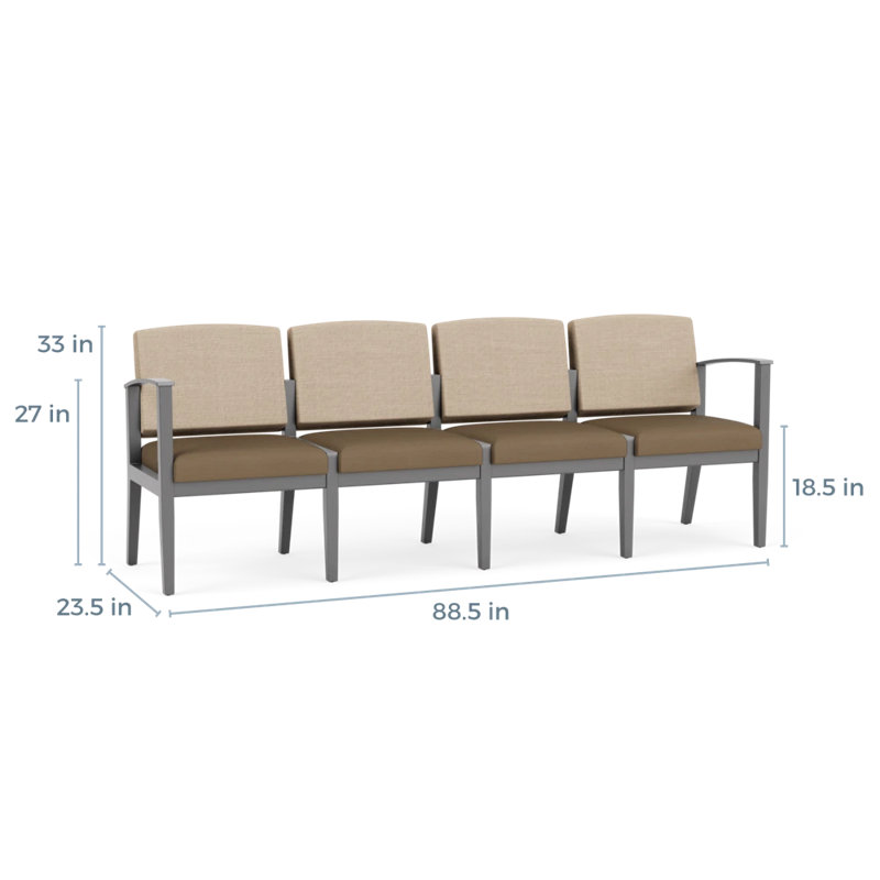 Siège tandem 4 places Amherst, Étain, Chambray calcaire / Patriot Plus taupe