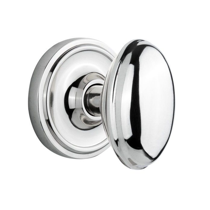 Classic Rosette with Homestead Door Knob, Bright Chrome