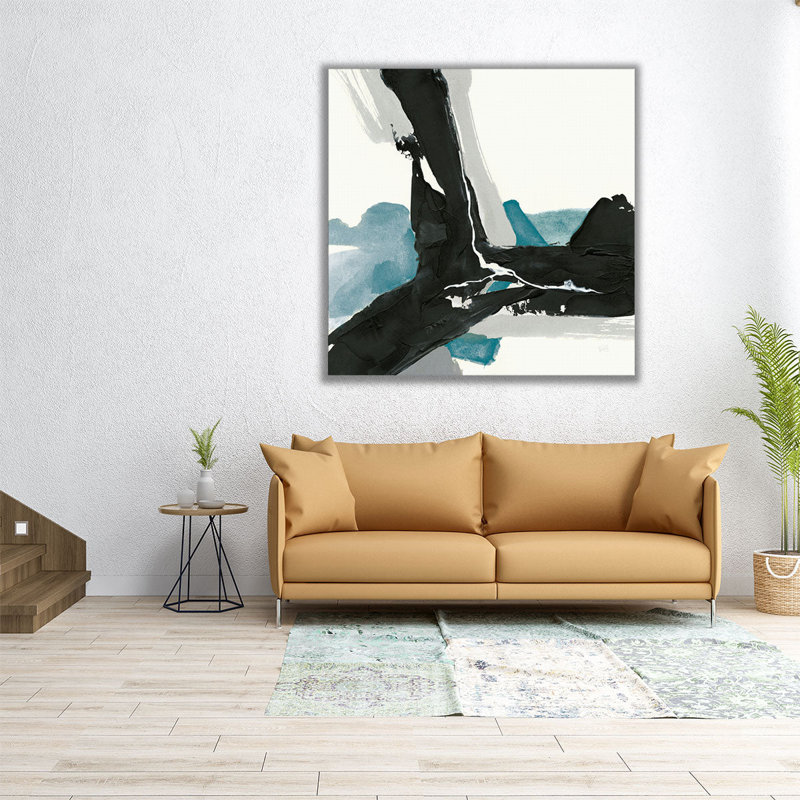 «Black and Teal III», reproduction d'art sur toile, H 12 po x l 12 po