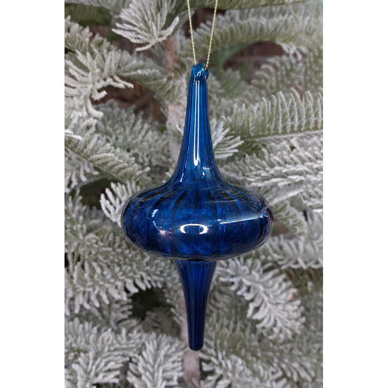 Ornement en verre bleu Spire F07M10-14, Bleu