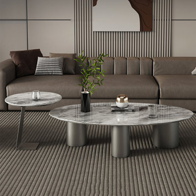 Table basse moderne ovale en pierre micro-cristalline