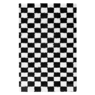 Soft Fluffy Large Rugs for Living Room Shaggy Area Rug Non Slip Modern Checkered Luxury Shag Plush Carpet for Kids Room Bedroom Dorm Home Decor