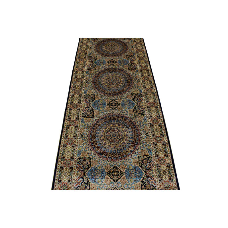 Tapis de couloir turc bleu et or 3 x 12