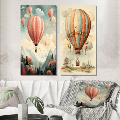 Classic Classic - Montgolfière - ensemble de 2 reproductions d'art sur toile