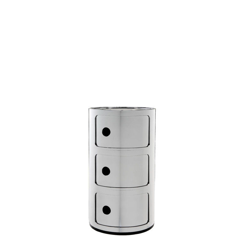 Componibili Storage Drawer, Chrome, 3 Hi