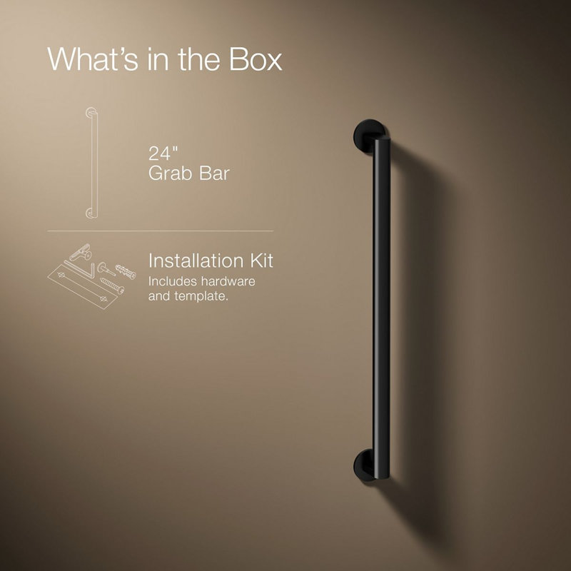 Components In Grab Bar, 12" W, Polished Nickel