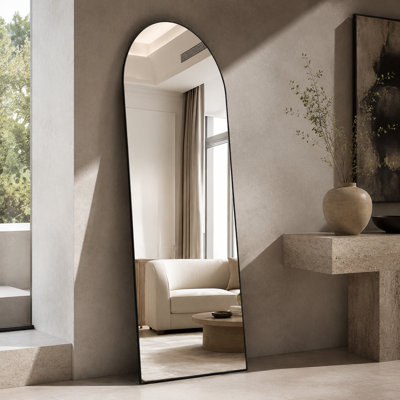 Miroir mural pleine longueur 162 x 53 cm (63,68 x 20,9 pouces), à poser, à suspendre ou à poser, avec cadre en aluminium