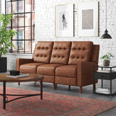 73" Genuine Leather Square Arm Reclining Sofa