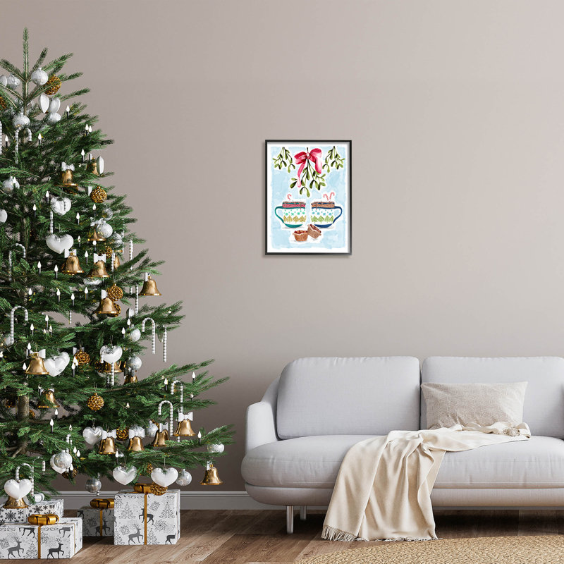 Cozy Winter Cocoa Dessert at-203, H 20 po x l 16 po x P 1,5 po, Giclée encadrée noir minuit