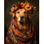 Art mural Golden Retriever | Portrait de chien floral rétro | Affiche 16 x 20 mat