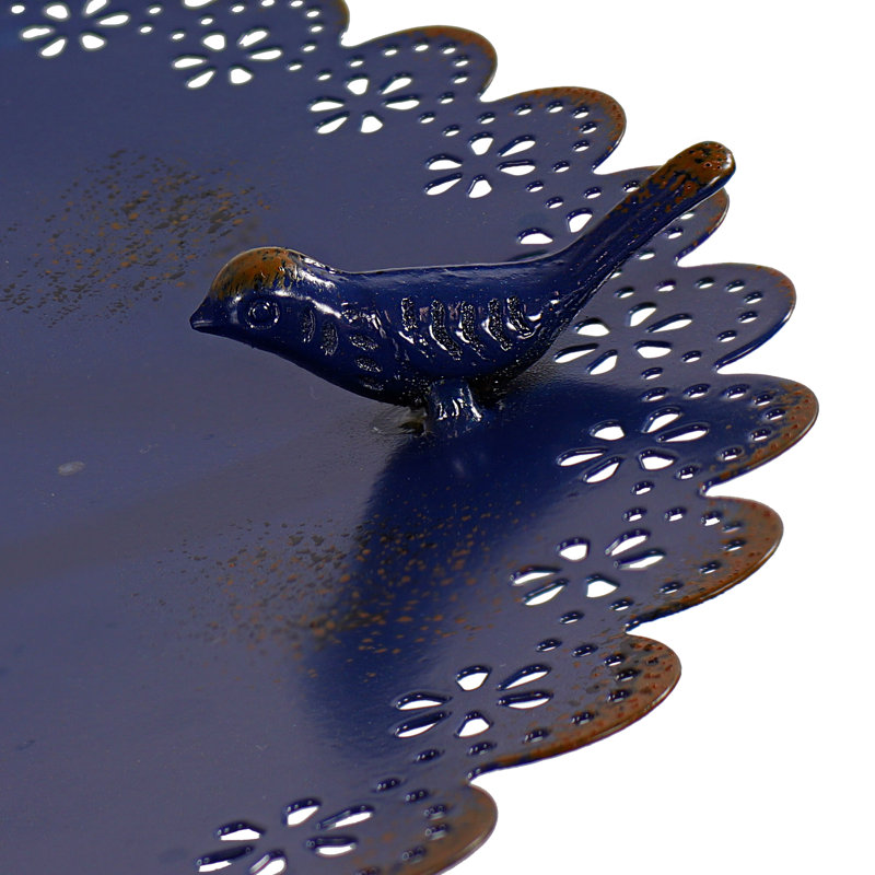Baignoire pour oiseaux autoportante en métal Sibbele Feathered Friends, bleu