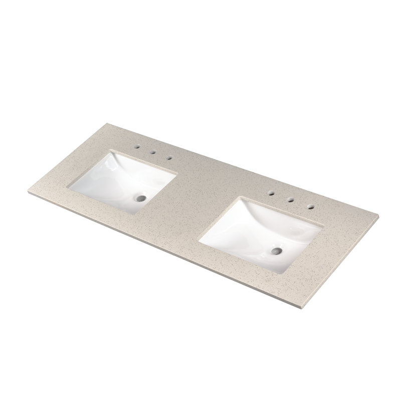 Iced White 61" Engineered Marble Vanity Top with Single Sink