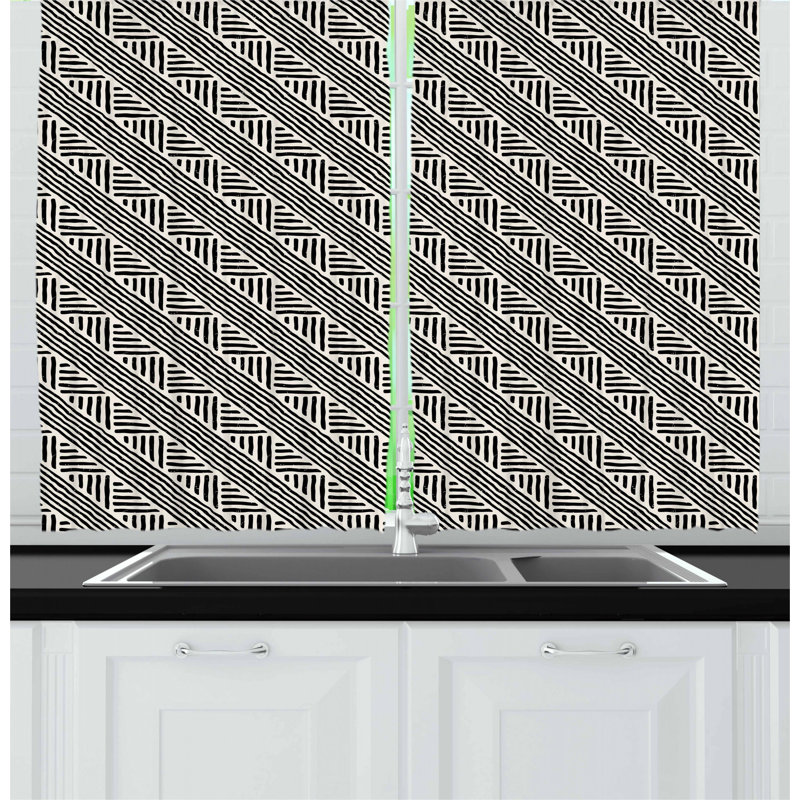 Striped Tailored Kitchen Curtain