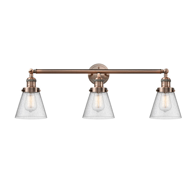 Andrews 3 - Light Dimmable Vanity Light, Seedy, Antique Copper, 6 Watt Vinage LED Bulb