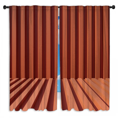 Rideaux de fenêtre orange à lignes verticales et voilage obscurcissant - 2 panneaux