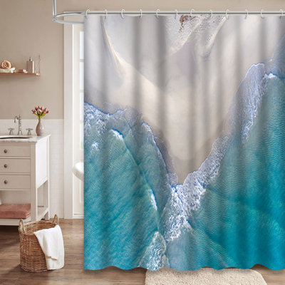 Rideau de douche avec 12 crochets White Sand Beach
