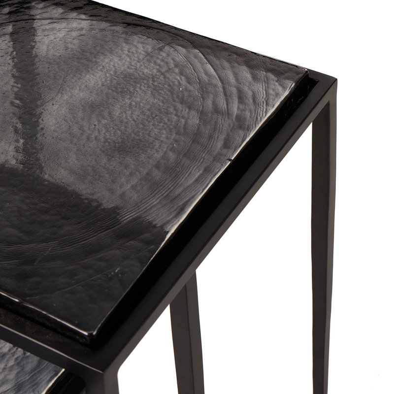 Dalston Glass Nesting End Table, Black