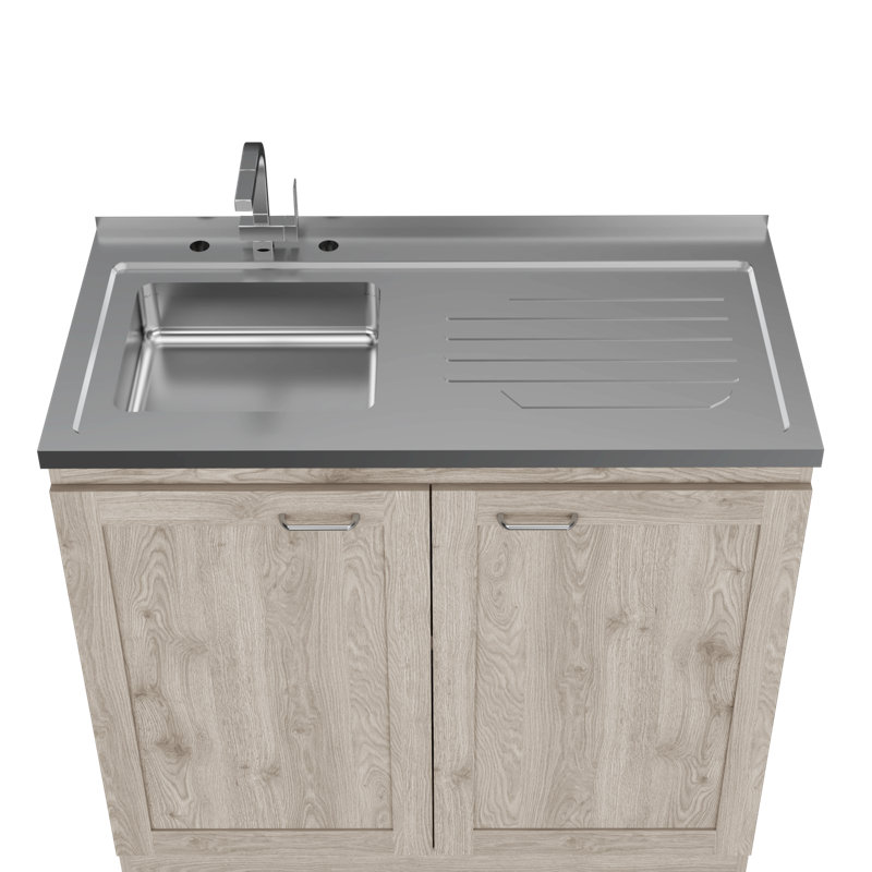 Armoire de base avec double porte et tablette intérieure Haivana, chêne blanc