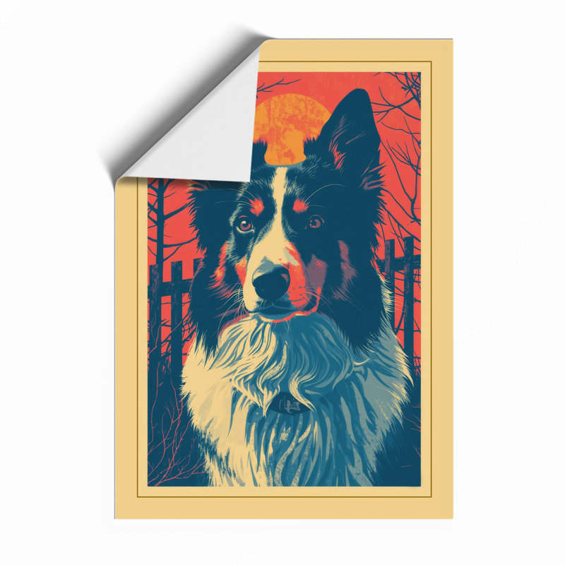 Border Collie Portrait Graphic Art - Framed Print, A4 - 29.7 x 21.0 cm, Unframed
