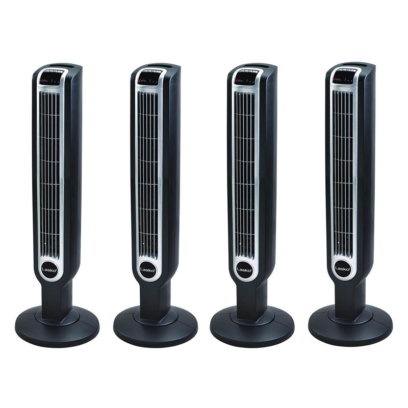 Ventilateur tour oscillant programmable à 3 vitesses 36 "avec télécommande Lasko, noir (paquet de 4)