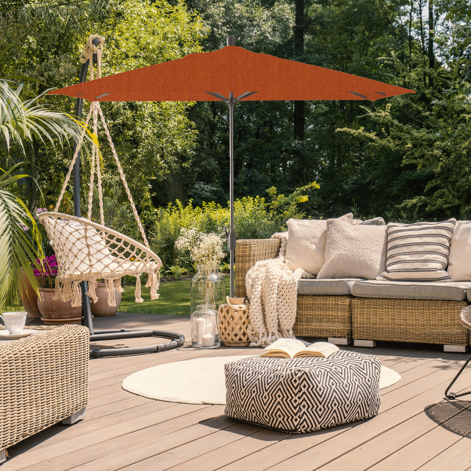 Olivier 9.7' Umbrella, Starring Gray, Canvas Rust Sunbrella® Canvas