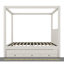Lit plateforme double à baldaquin avec lit gigogne et trois tiroirs de rangement, beige-396747882