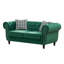 Canapé en tissu d'ameublement en velours de 67 po avec accoudoirs roulés et têtes de clous Chesterfield 67 po, canapé rembourré de style Mid-Century, canapé 2 places pour salon, bureau, appartement, vert-1639090311