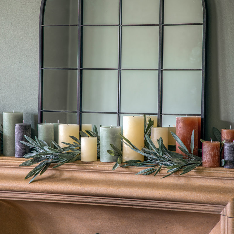 2 Piece Rustic Slate Unscented Pillar Candle Set