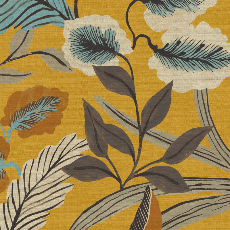 Sublime Floral Vinyl Wallpaper Double Roll, Ochre