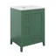 Meuble-lavabo 24 po avec lavabo encastré en céramique, armoire de rangement multifonctionnelle avec trois tiroirs et tablette réglable, panneau de fibres à densité moyenne et bois d'hévéa-114243696