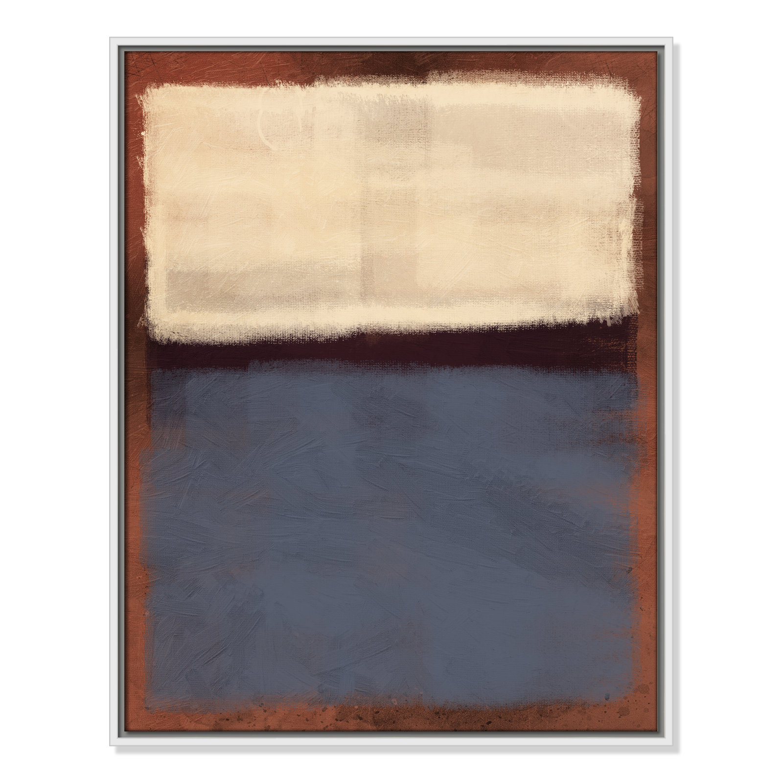 Alabaster Burst - Floater Frame Painting on Canvas, 29.5" H x 23.5" W x 2" D, White Framed
